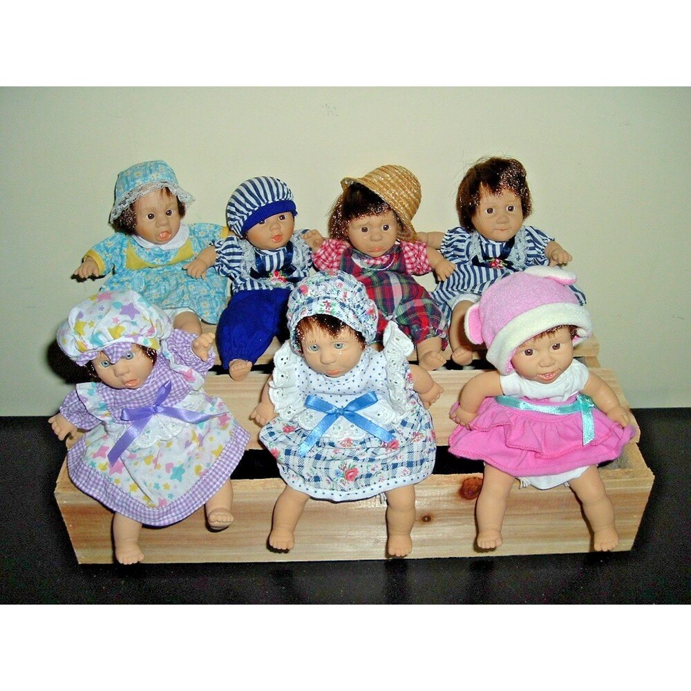7 Piece Lot of Vintage Gi-Go My Pals Facial Expression Dolls, Happy Sad Grumpy